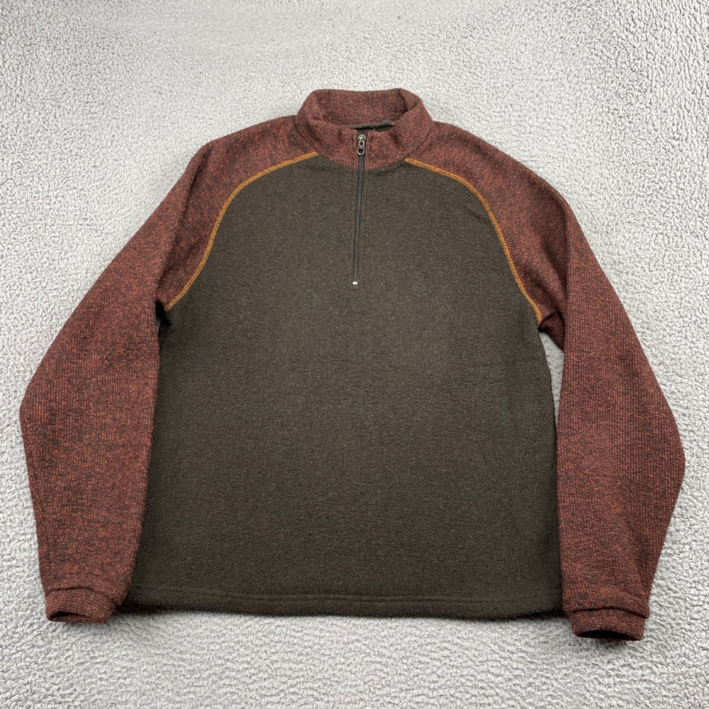 KUHL Pullover Mens L Brown Interceptr 1/4 Zip Alfpaca Fleece Thumbholes